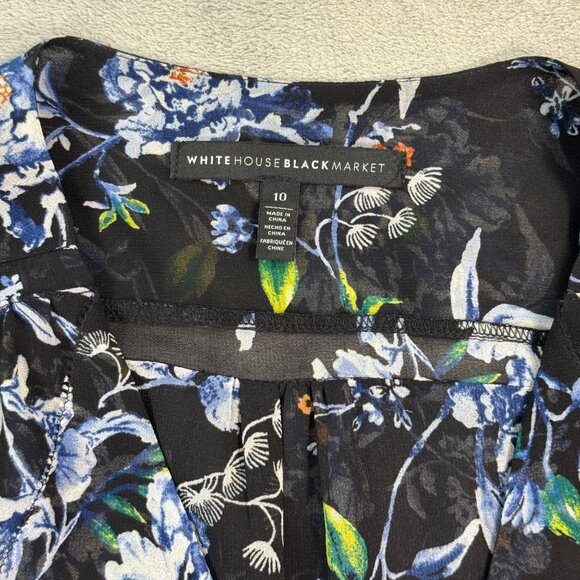 WHBM Ruffle Blouse V-Neck Bell Sleeves Sheer Flowy Romantic Boho Chic Sz 10 - Picture 6 of 10